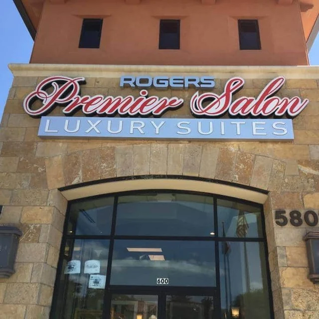 The Flower Mound storefront, with the 5801 street number and Rogers sign.