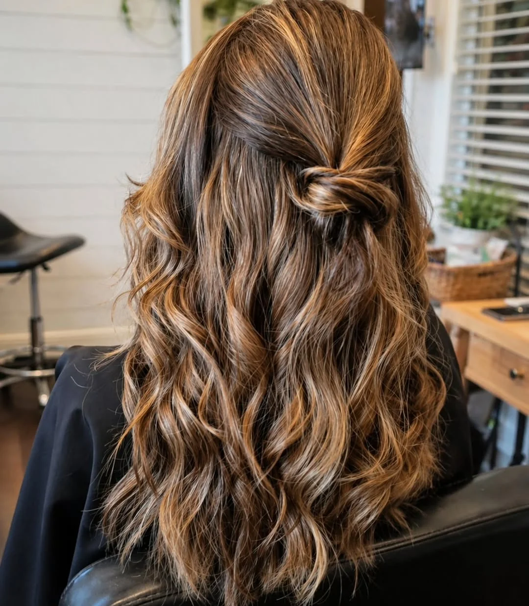 Half-up style with loose curls