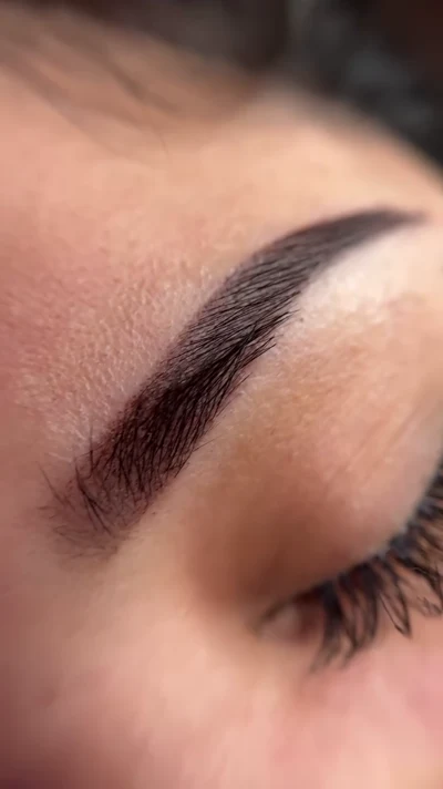 A close-up brow detail from Lux Brow Vanity’s video collection.